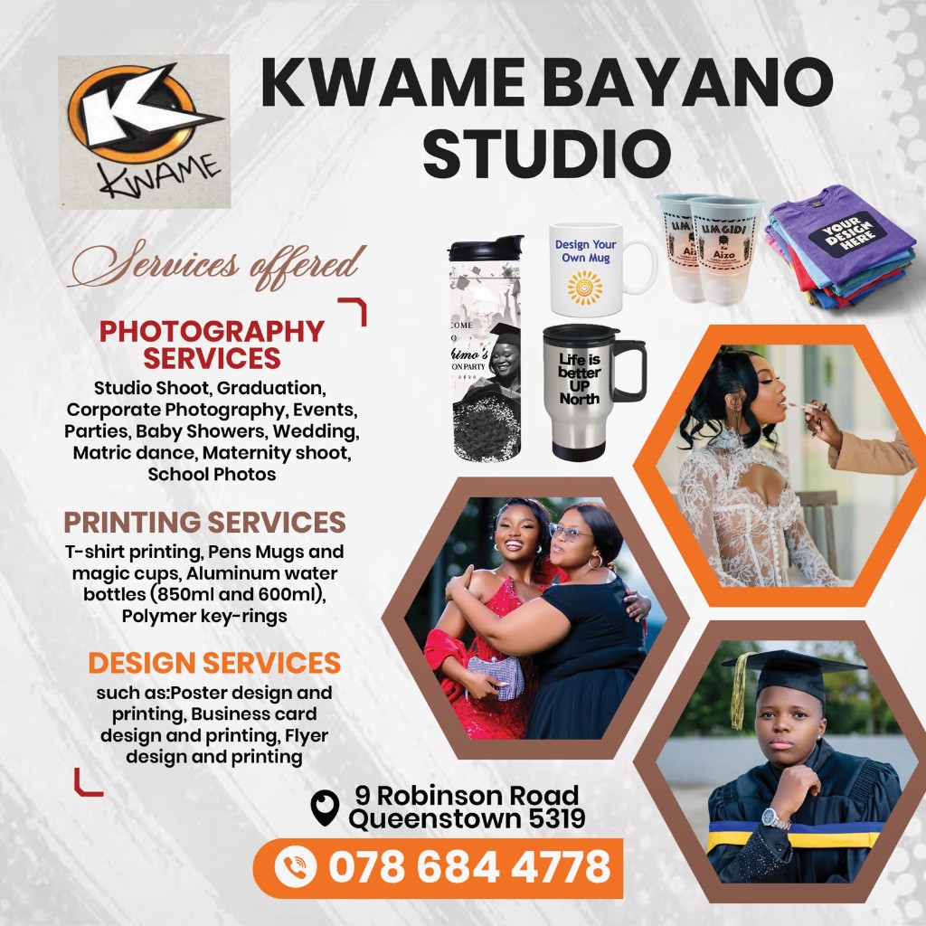Kwamebayano Studios services flyer — photography, printing and design